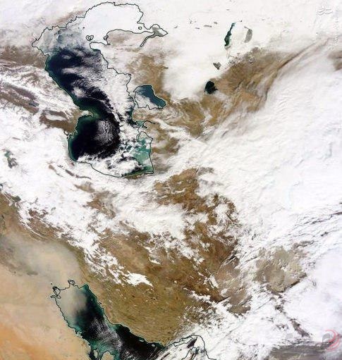 تصویر ماهواره ای ناسا از وضعیت آب و هوای ایران