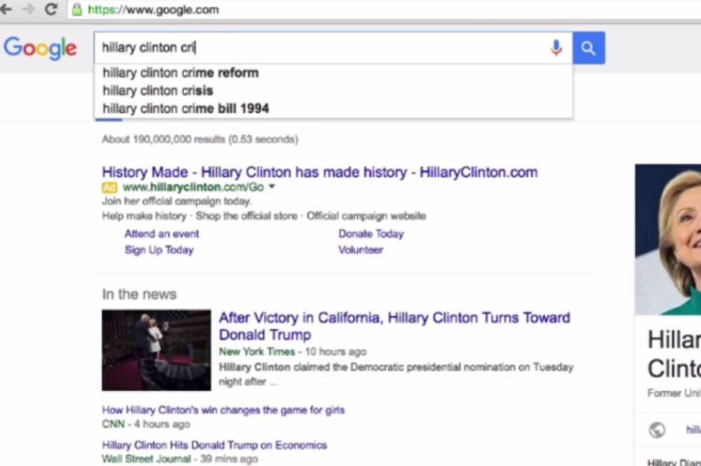 چگونه گوگل زیرپوستی از هیلاری کلینتون حمایت میکند؟ / یک اتهام و یک بیانیه
